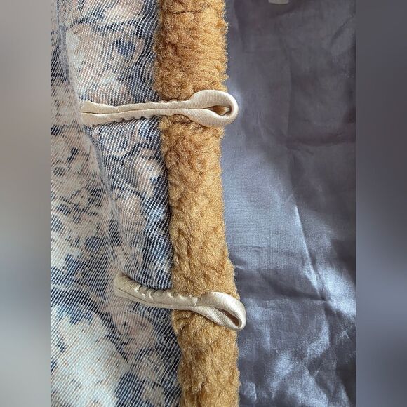 Chinese Style Womens Faux Fur Trim Embroidered Jacket Stand Collar Knot Closure - Picture 11 of 13